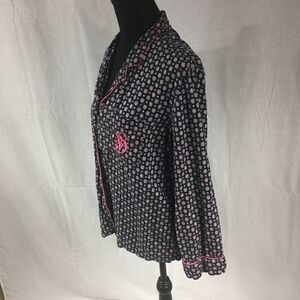 Victoria's Secret Pajamas Top Medium black with pink patterned squares b…